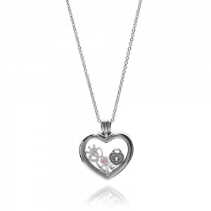 Pandora Necklace-Petite Memories Floating Heart Loving Love Locket Jewelry