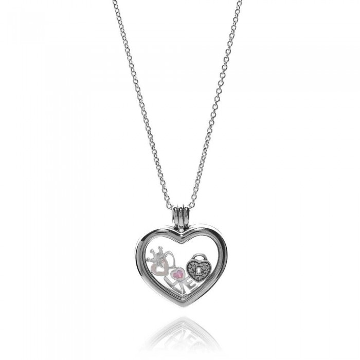 Pandora Necklace-Petite Memories Floating Heart Loving Love Locket Jewelry