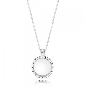 Pandora Necklace-Silver February Petite Memories Birthstone Locket Jewelry