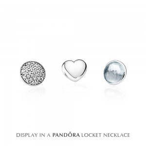 Pandora Necklace-Silver March Petite Memories Birthstone Locket Jewelry