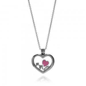 Pandora Necklace-Silver Petite Memories Floating Love Heart Locket Jewelry