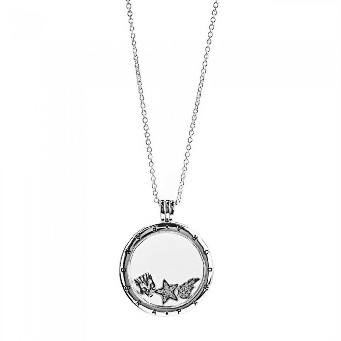 Pandora Necklace-Silver Petite Memories Large Starry Locket Jewelry