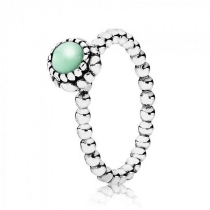 Pandora Ring-Beaded Chrysoprase May Birthstone Birthstone-Silver Jewelry