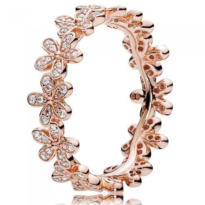 Pandora Ring-Dazzling Daisy Band Floral-Rose Gold Jewelry