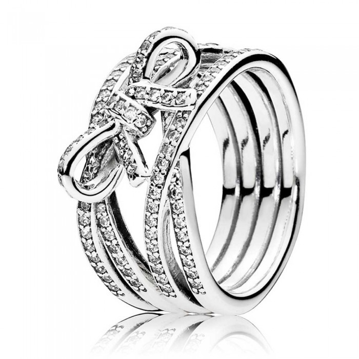 Pandora Ring-Delicate Sentiments Bows-Pave CZ Jewelry