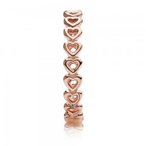 Pandora Ring-Linked Love Heart Band-Rose Gold Jewelry