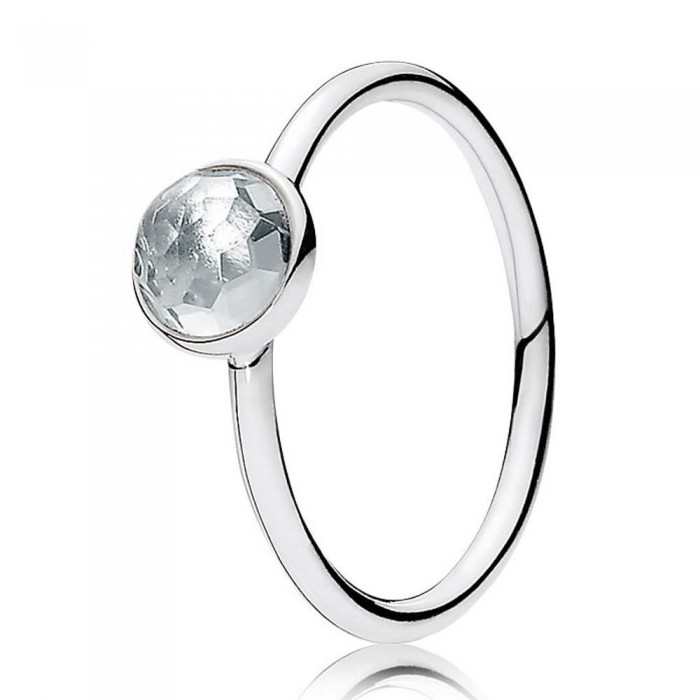 Pandora Ring-March Birthstone Droplet-Silver Jewelry