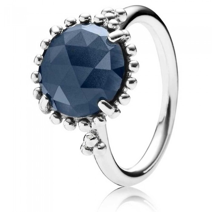 Pandora Ring-Round Midnight Blue Crystal Jewelry