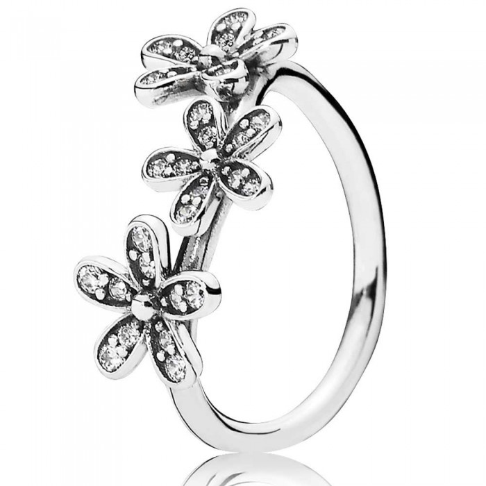 Pandora Ring-Triple Daisy Floral Jewelry